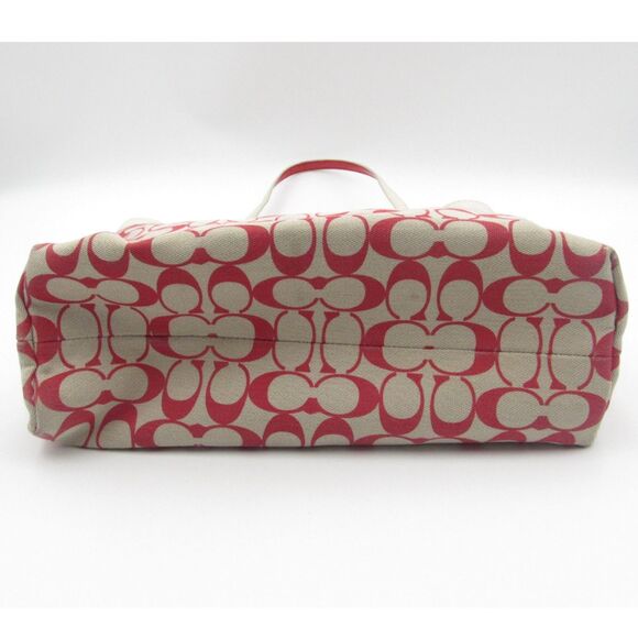 EUC Coach Signature Stripe Tote Bag Style 29426 – Khaki/Red - Picture 4 of 7